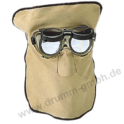 30 cm Ledermaske, Standard-Ausführung, mit hochklappbarer Kunststoffbrille