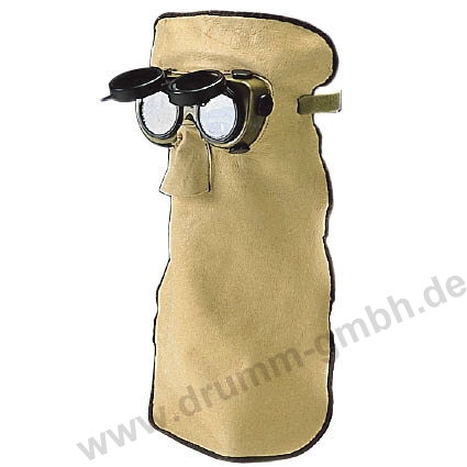 45 cm Ledermaske, Standard-Ausführung, mit hochklappbarer Kunststoffbrille